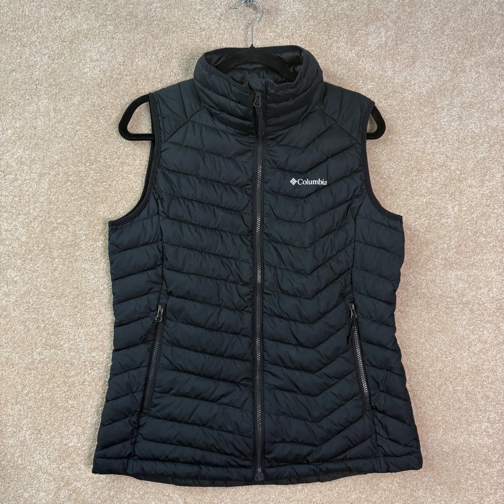 COLUMBIA Powder Lite Vest Women's Large Black Omni-Heat Puffer Gorpcore Outdoor